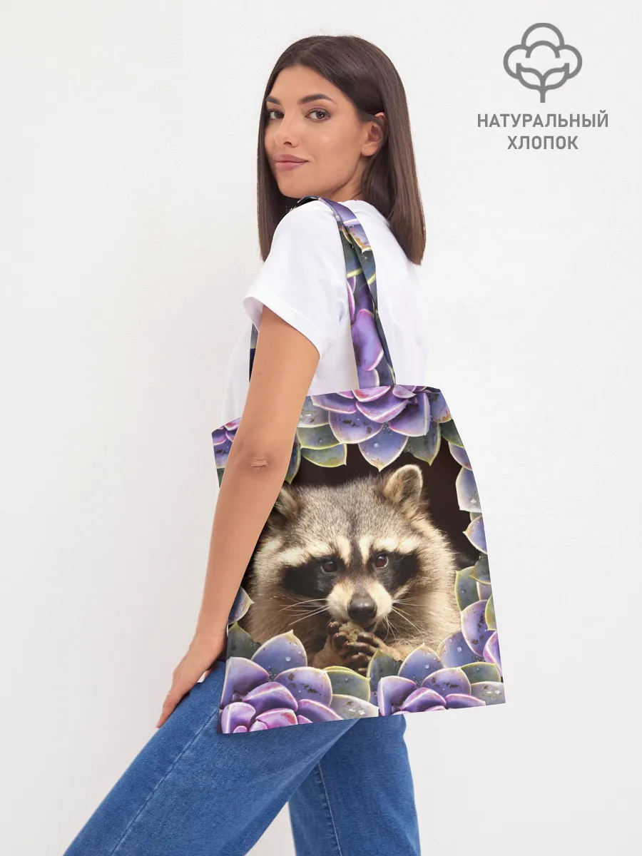 Шоппер база / Енот среди цветов