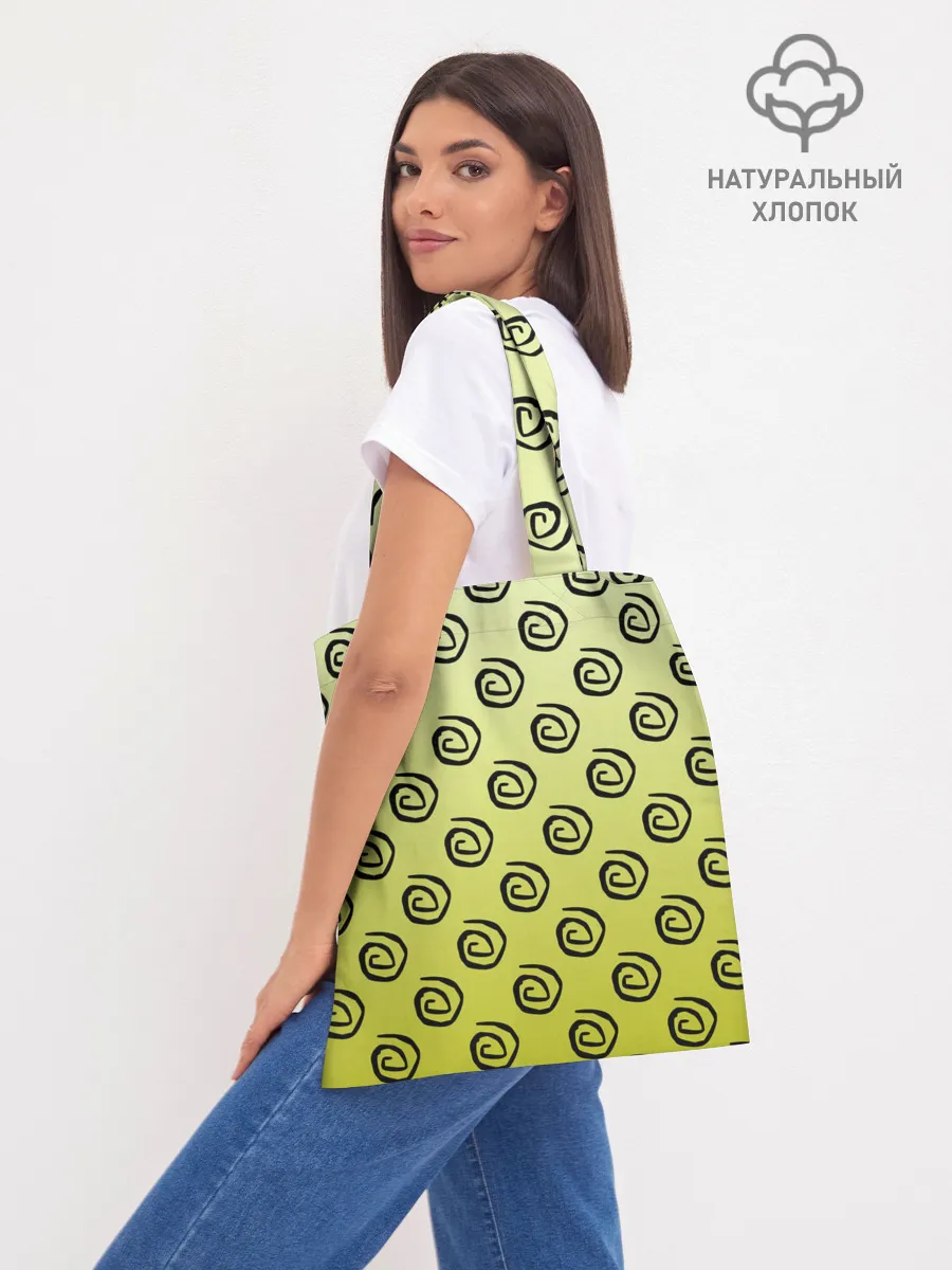 Шоппер база / узор спиральки на желтом фоне