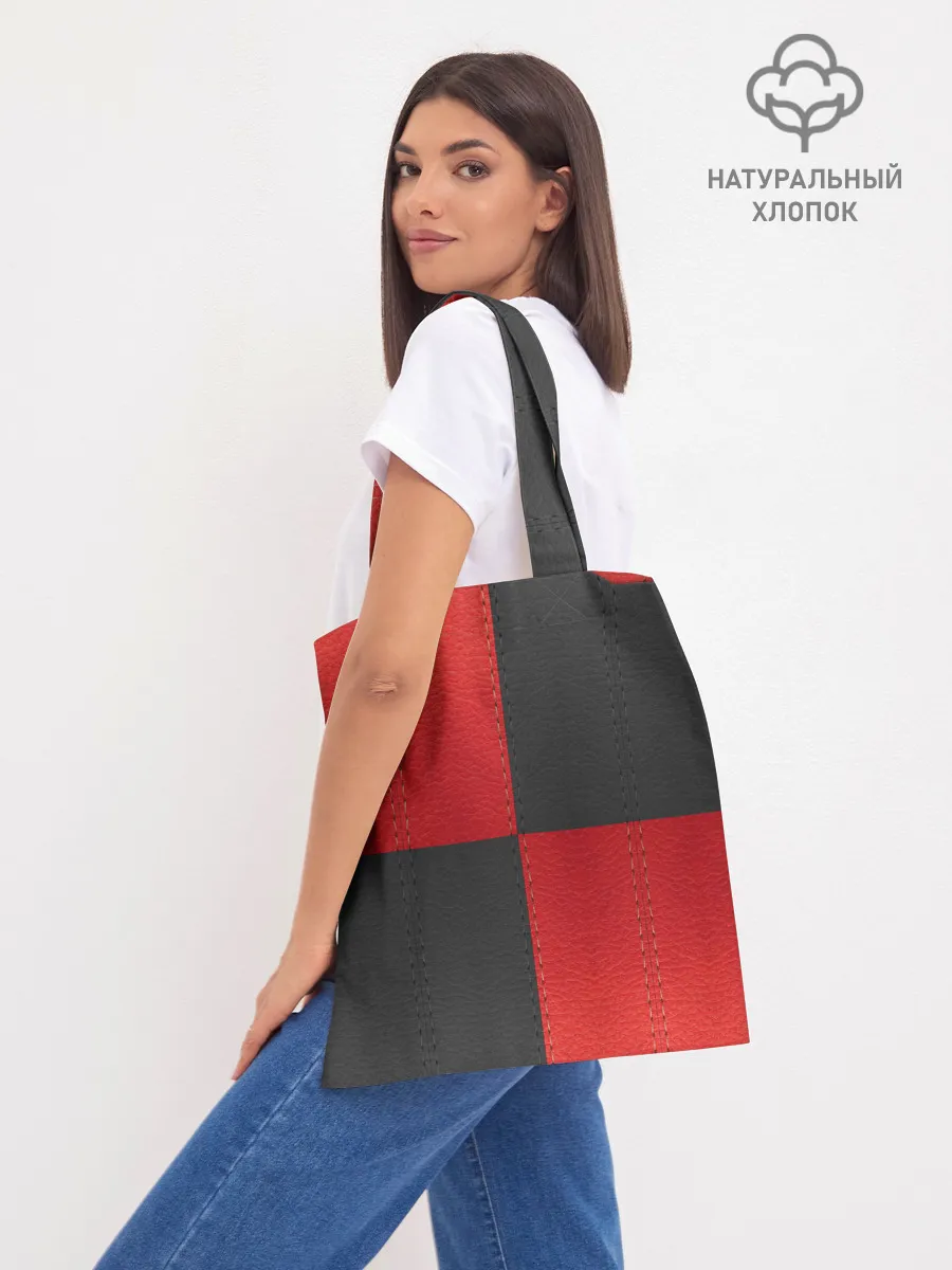 Шоппер база / Черно-красная Кожа