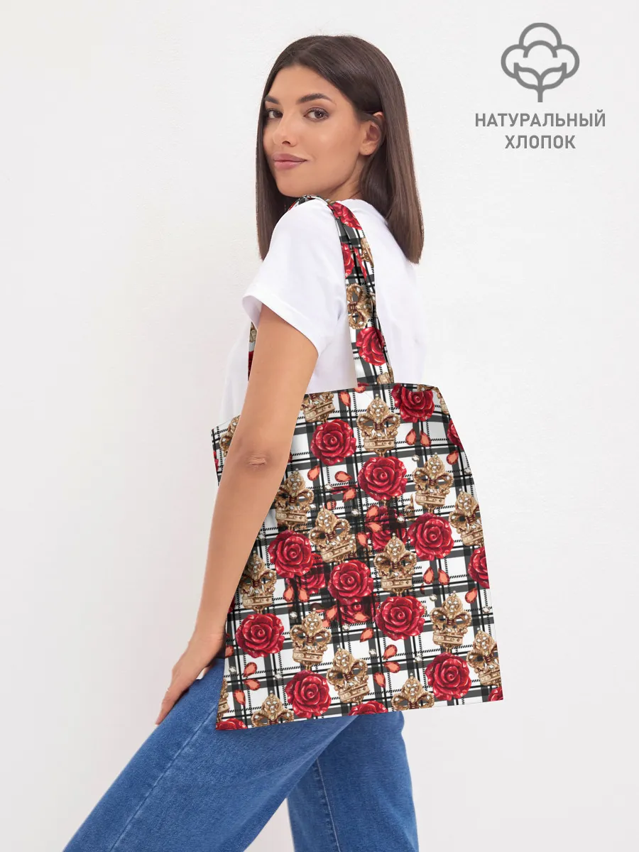 Шоппер база / Розы в клеточку