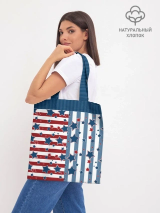 Шоппер база / Голубые звезды на полосатом