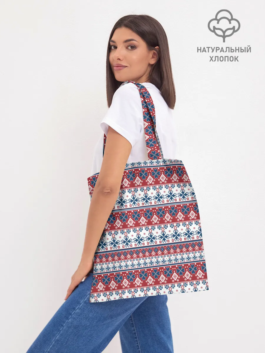Шоппер база / Этнический красно-синий узор