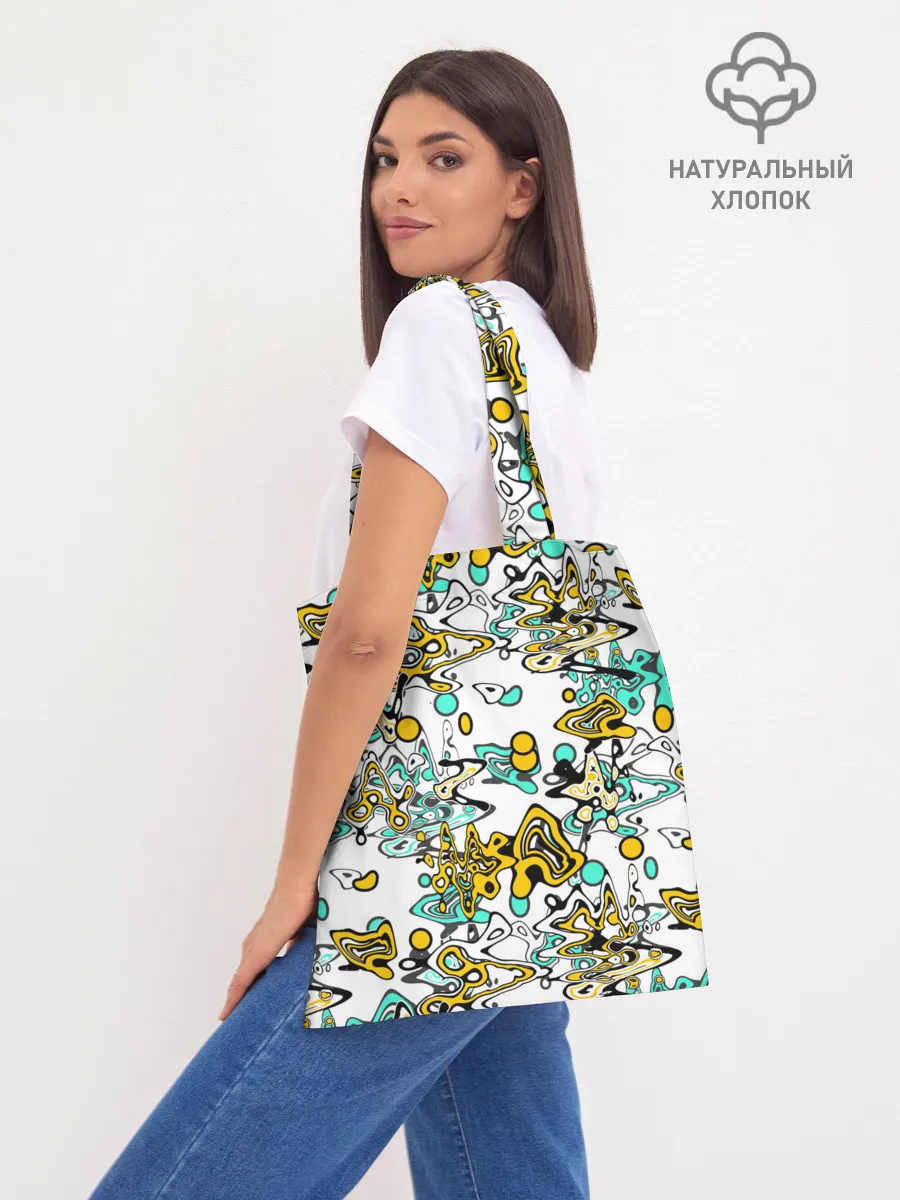 Шоппер база / Бирюзово-желтый узор