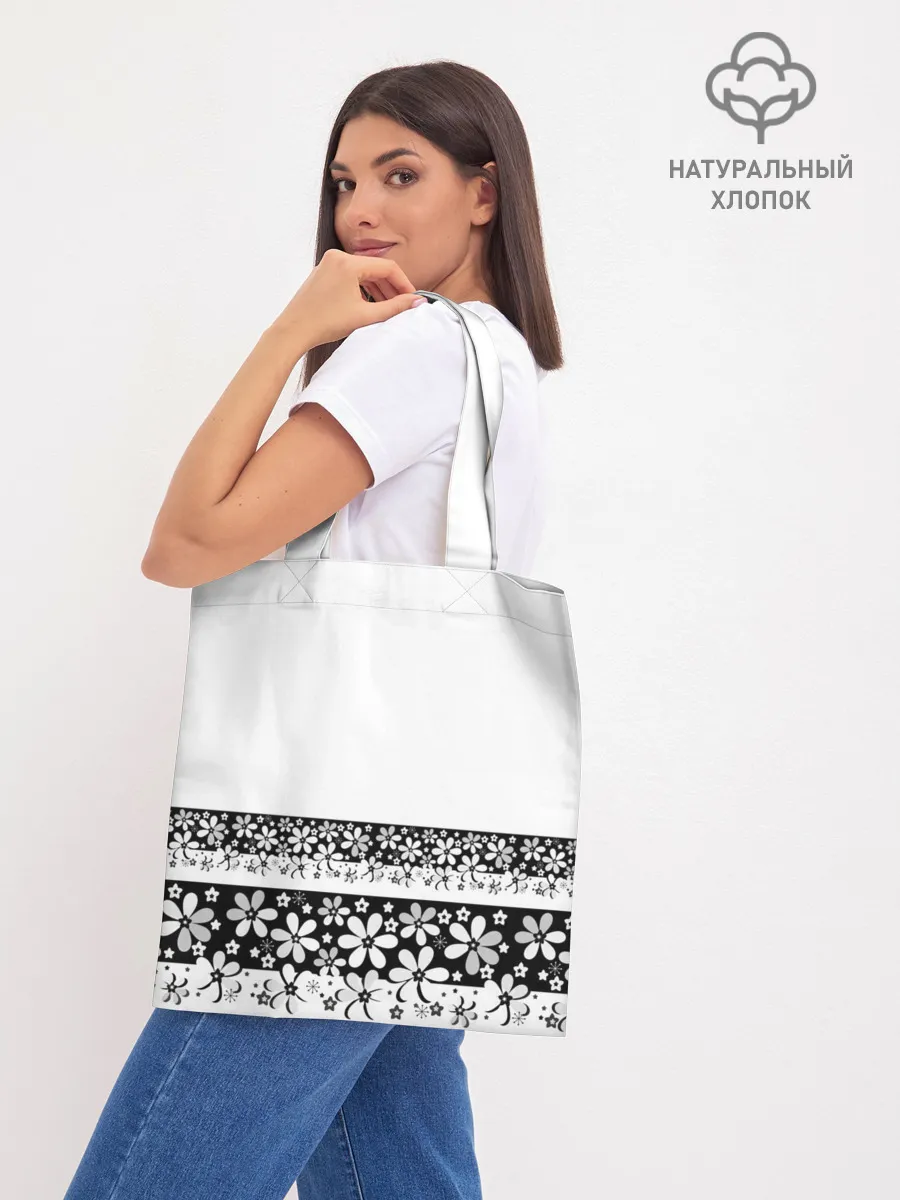 Шоппер база / Черно-белый цветочный принт