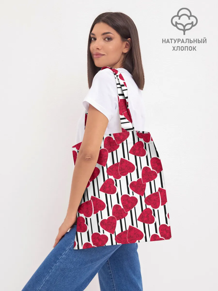 Шоппер база / Полосатый узор сердце