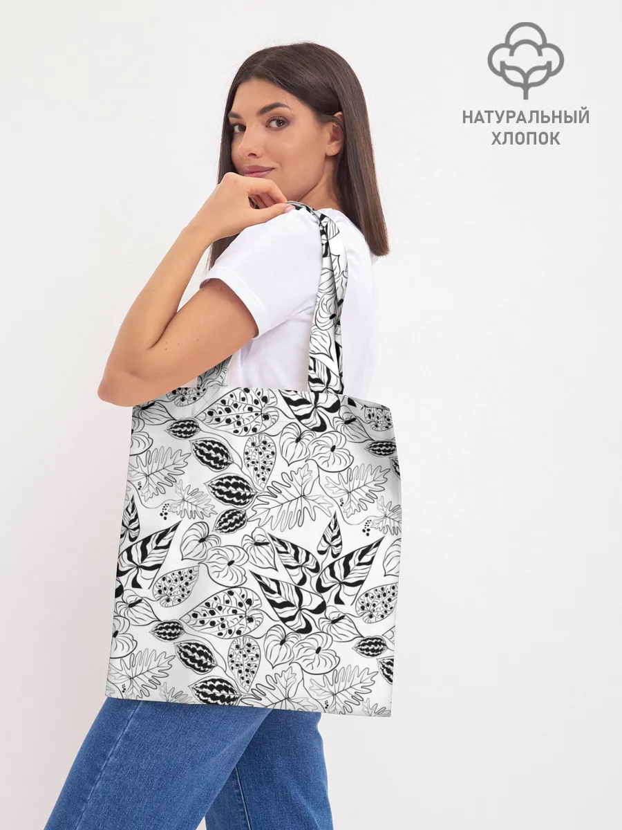 Шоппер база / Черно-белый узор Тропики