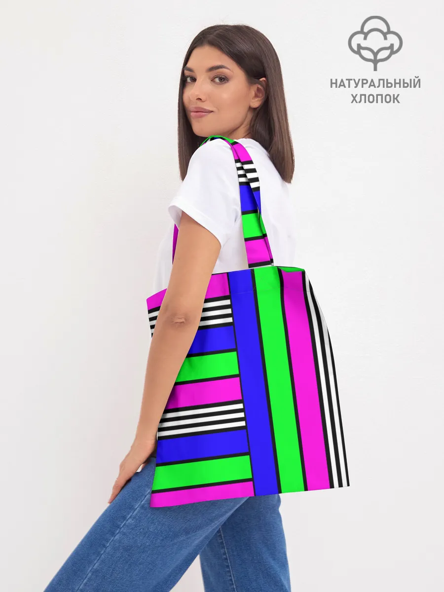 Шоппер база / Полосатый яркий летний узор