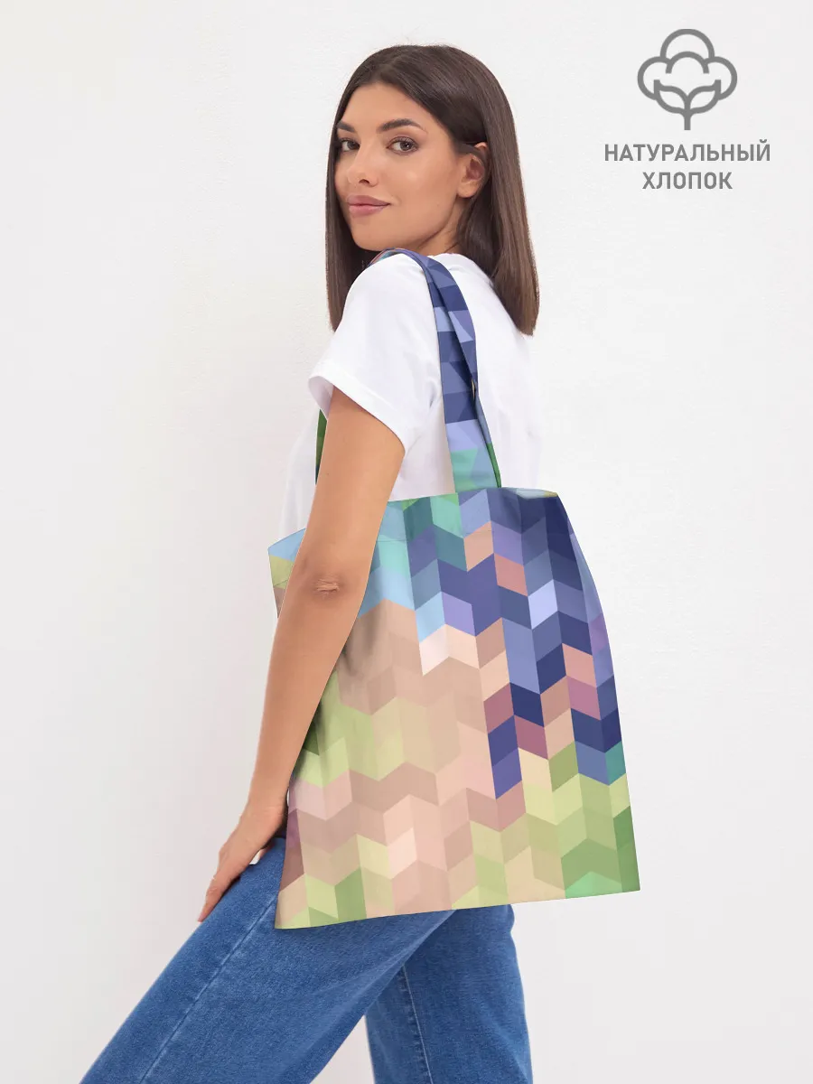 Шоппер база / Абстрактный бежево-синий узор