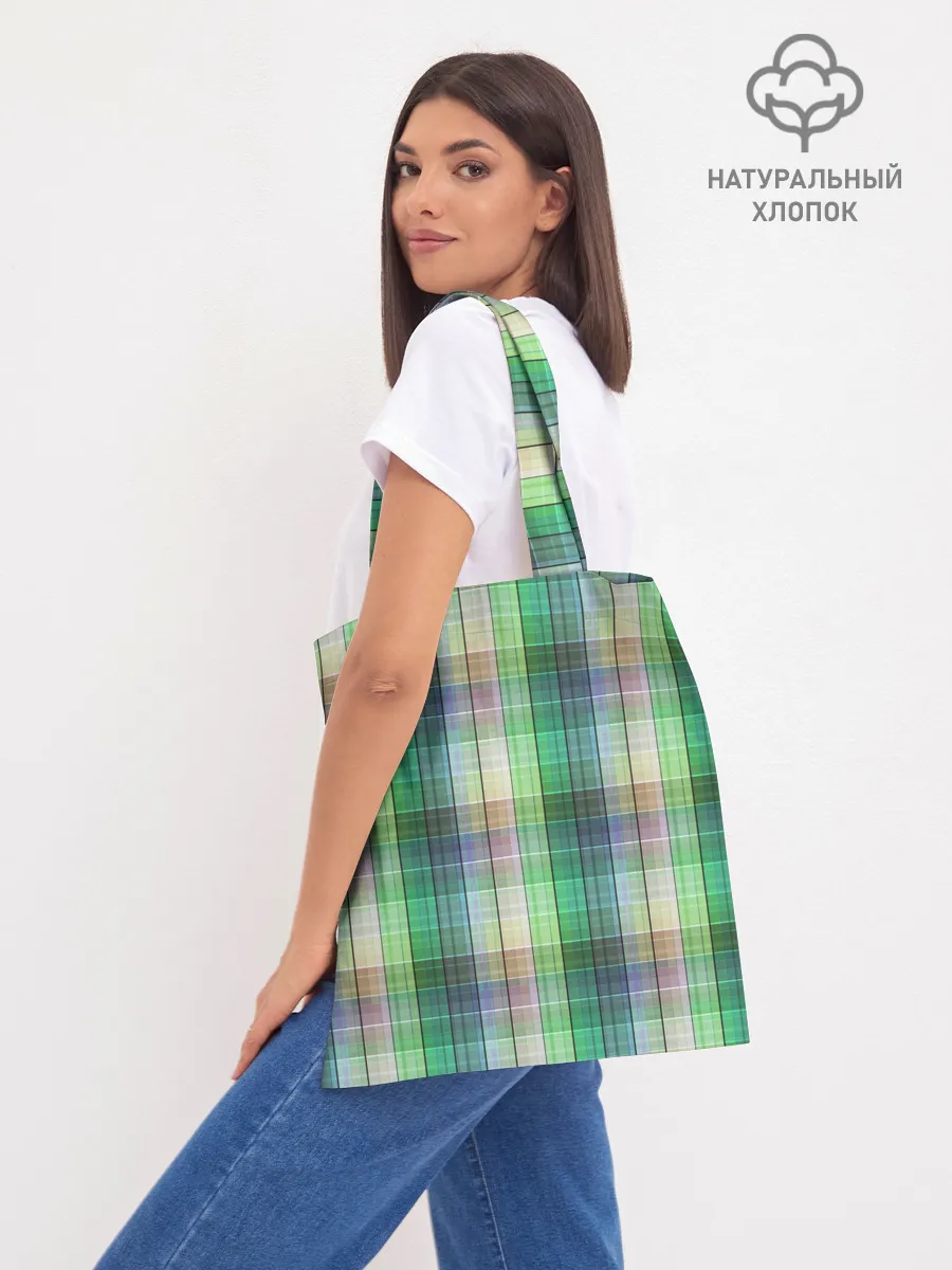 Шоппер база / Зеленый клетчатый узор