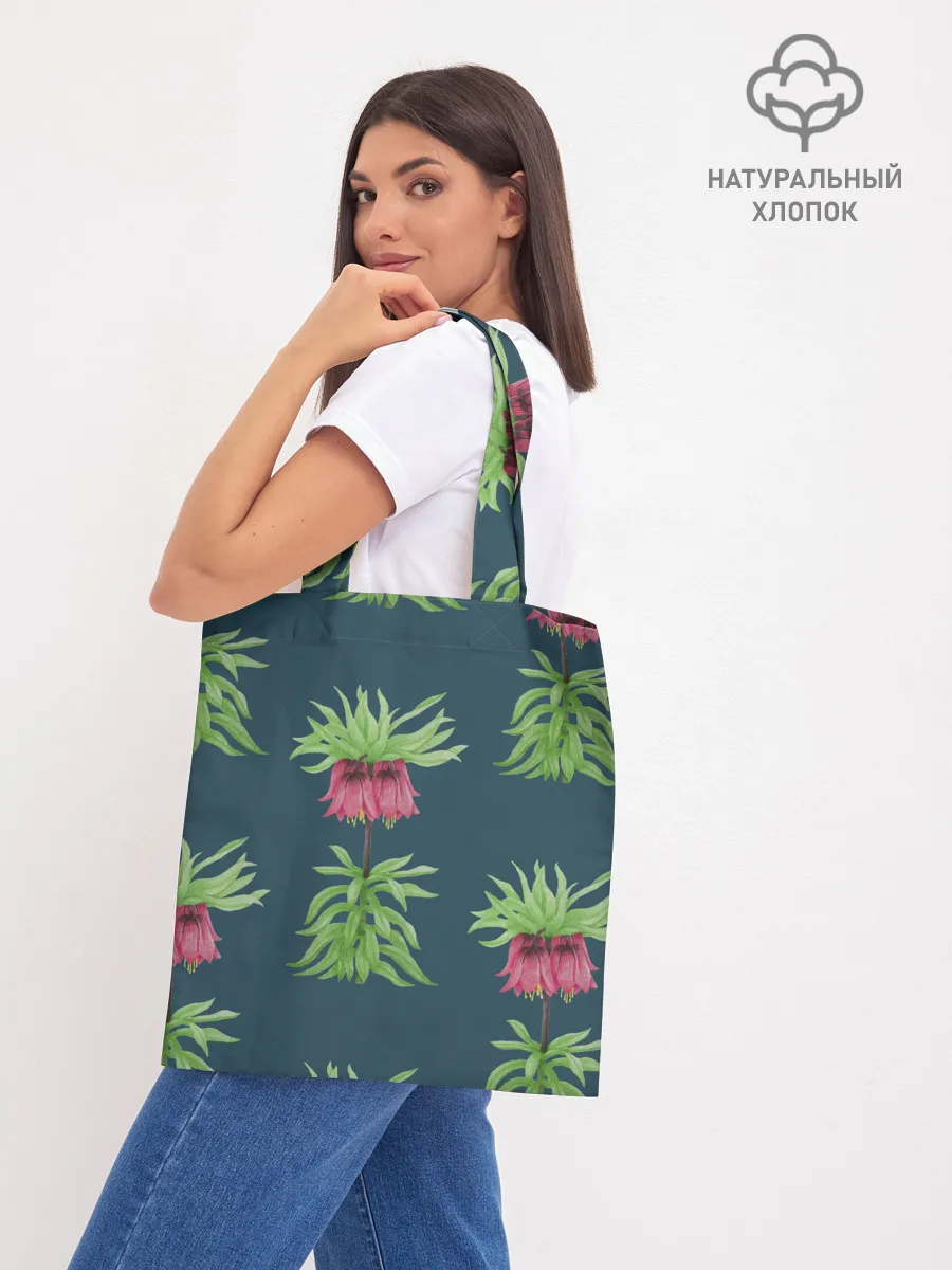 Шоппер база / Цветы рябчика на темном фоне