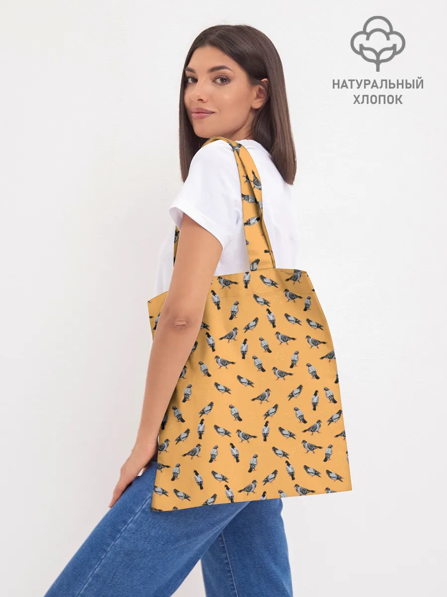 Шоппер база / Голуби паттерн на желтом