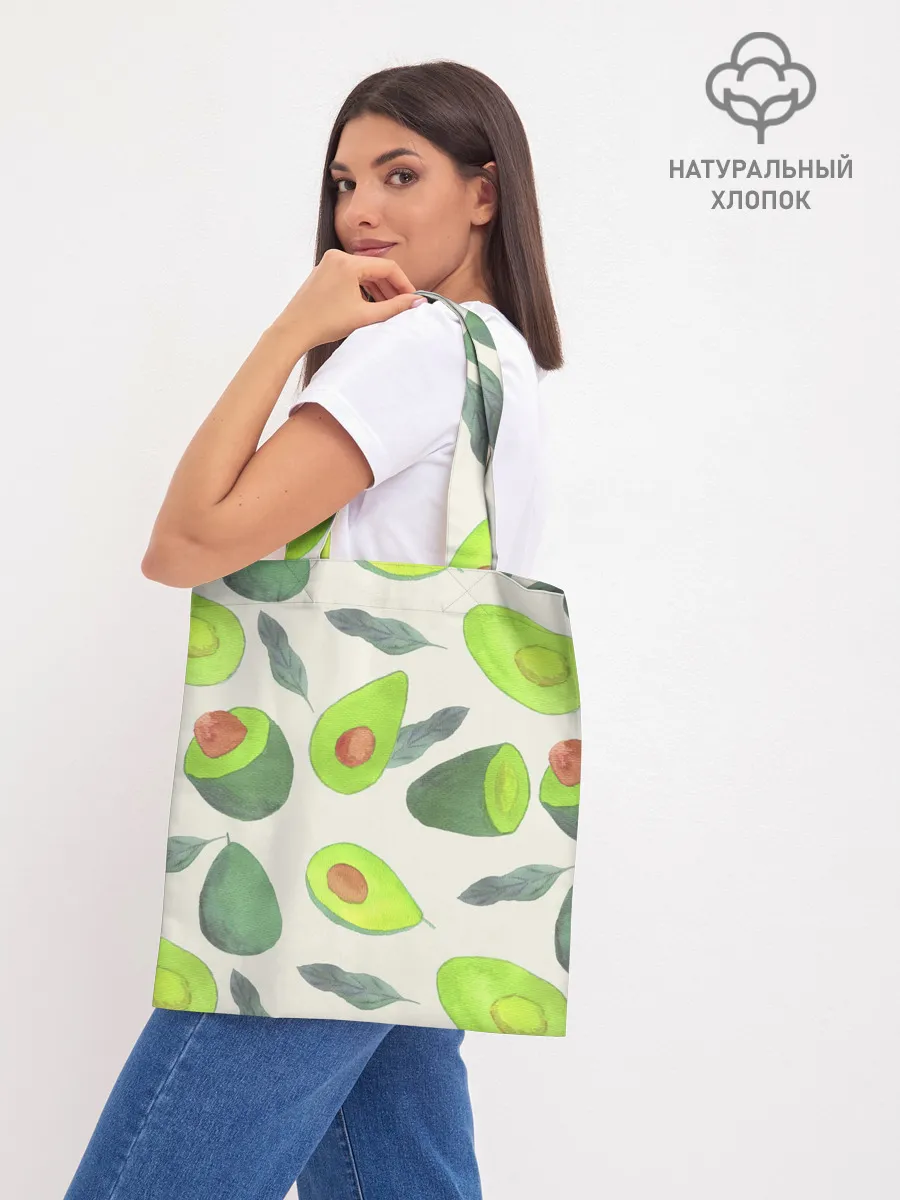 Шоппер база / Авокадо - фруктовый паттерн
