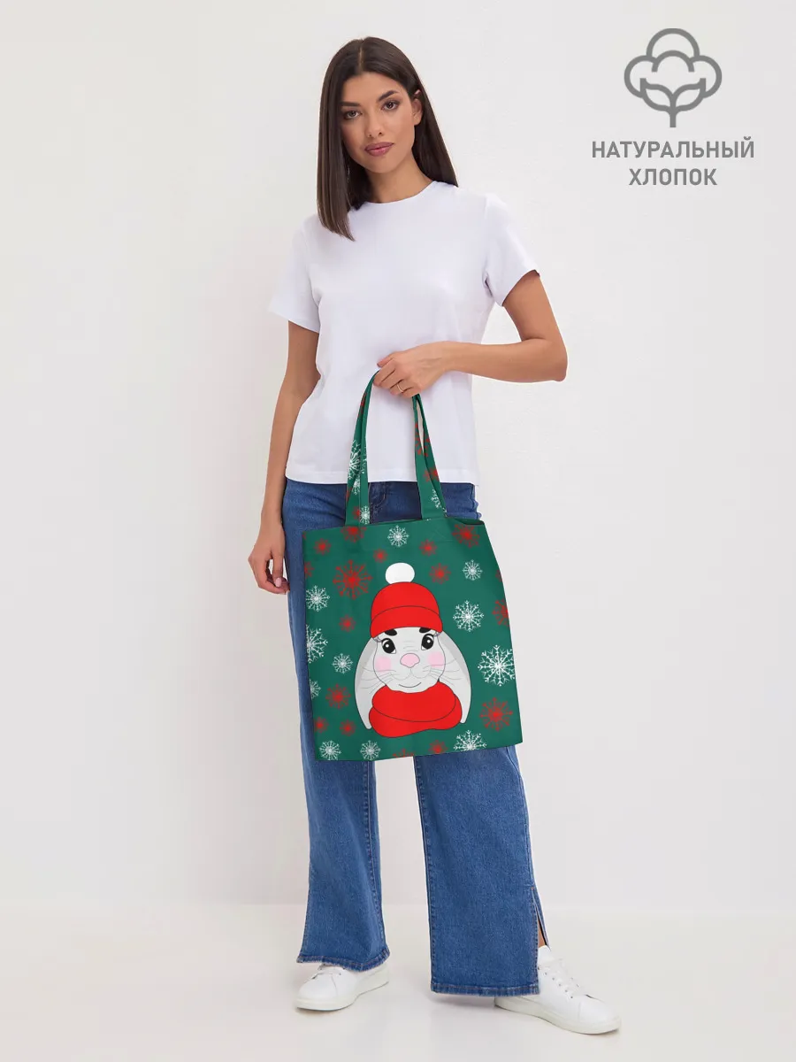 Шоппер база / зимний кролик и снежинки