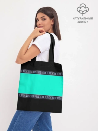 Шоппер база / Черно-бирюзовый узор