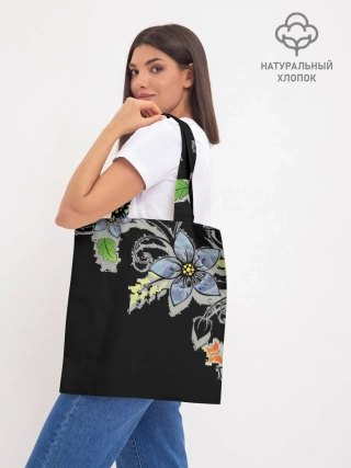 Шоппер база / Цветочная композиция с бабочками