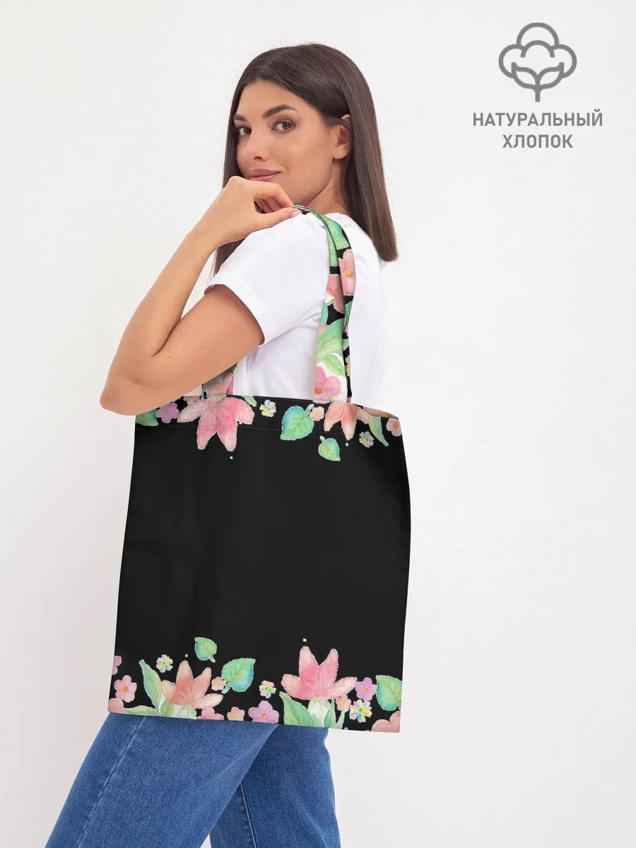 Шоппер база / Рамка из розовых и зеленых листьев