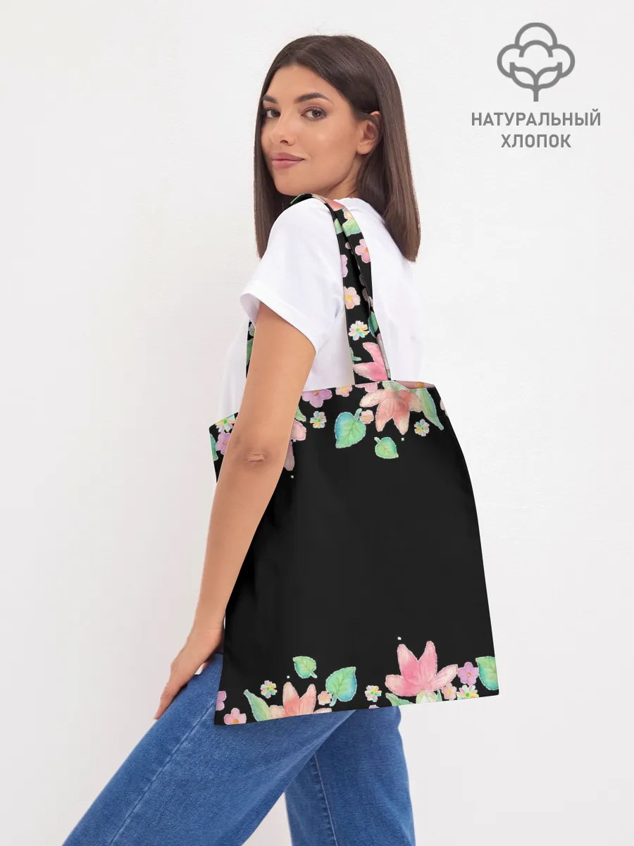 Шоппер база / Рамка из розовых и зеленых листьев