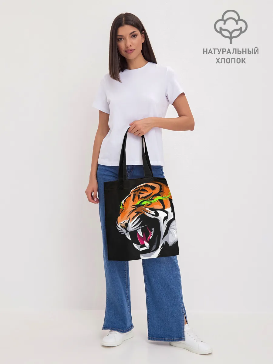Шоппер база / Тигр, с зелеными глазами
