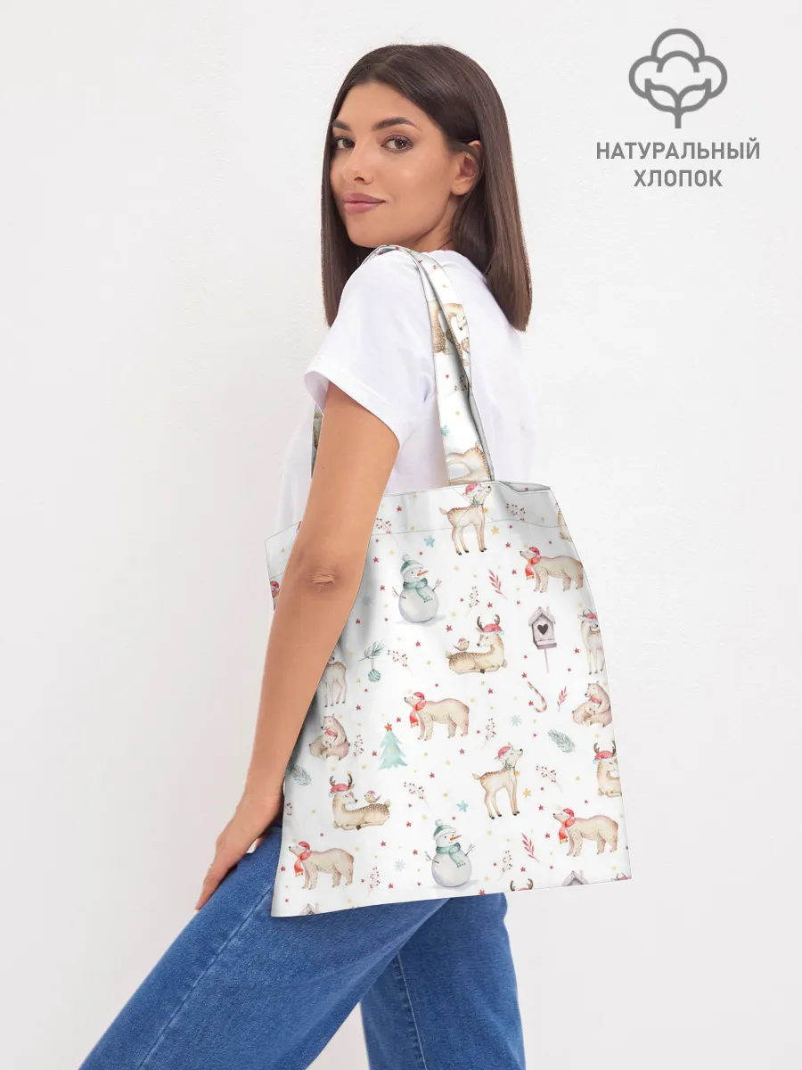 Шоппер база / Паттерн с оленями и медведями