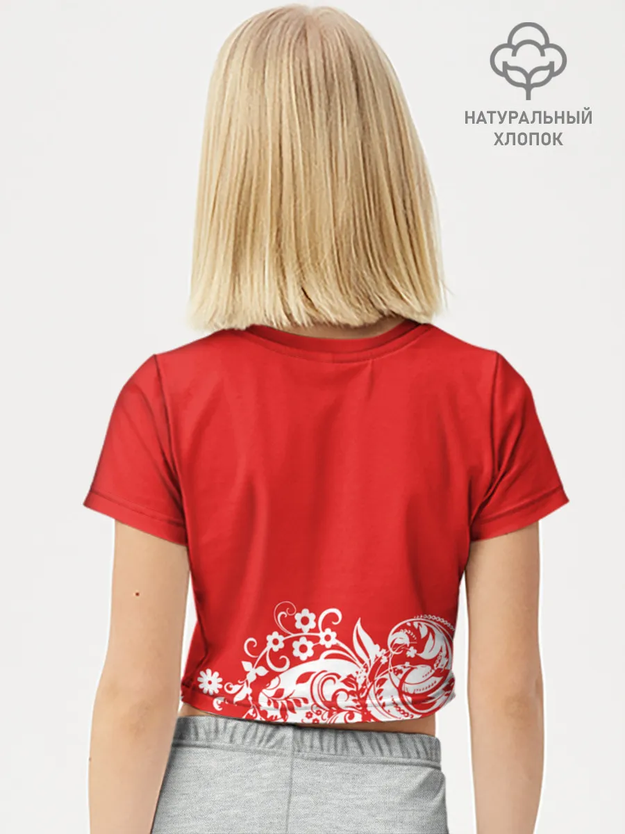 Футболка для девочки укороченная базовая хлопок / RusSkazka