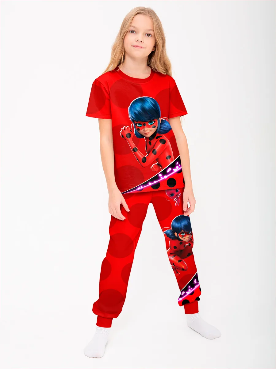 Детская пижама с брюками хлопок / Леди Баг RedBig