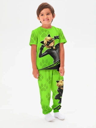 Детская пижама с брюками хлопок / Супер кот