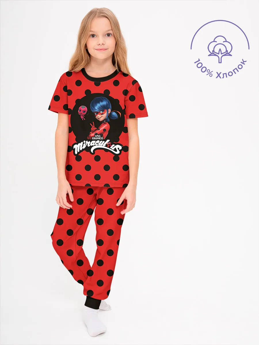 Детская пижама с брюками хлопок / Леди Баг и Тикки