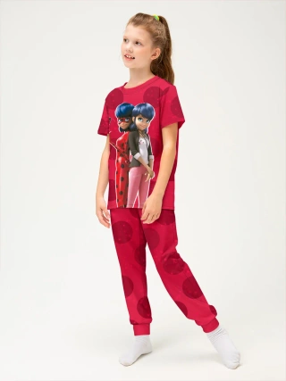 Детская пижама с брюками хлопок / Леди Баг Cherry