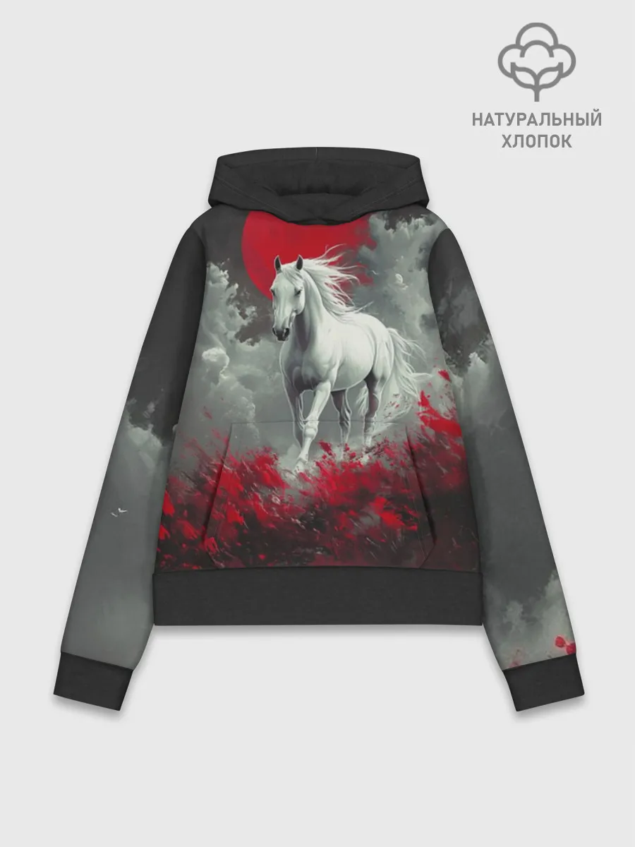Худи женский база хлопок / Лошадь и угли