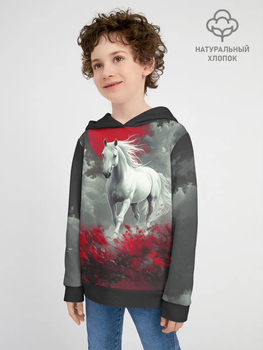 Детское худи хлопок / Лошадь и угли