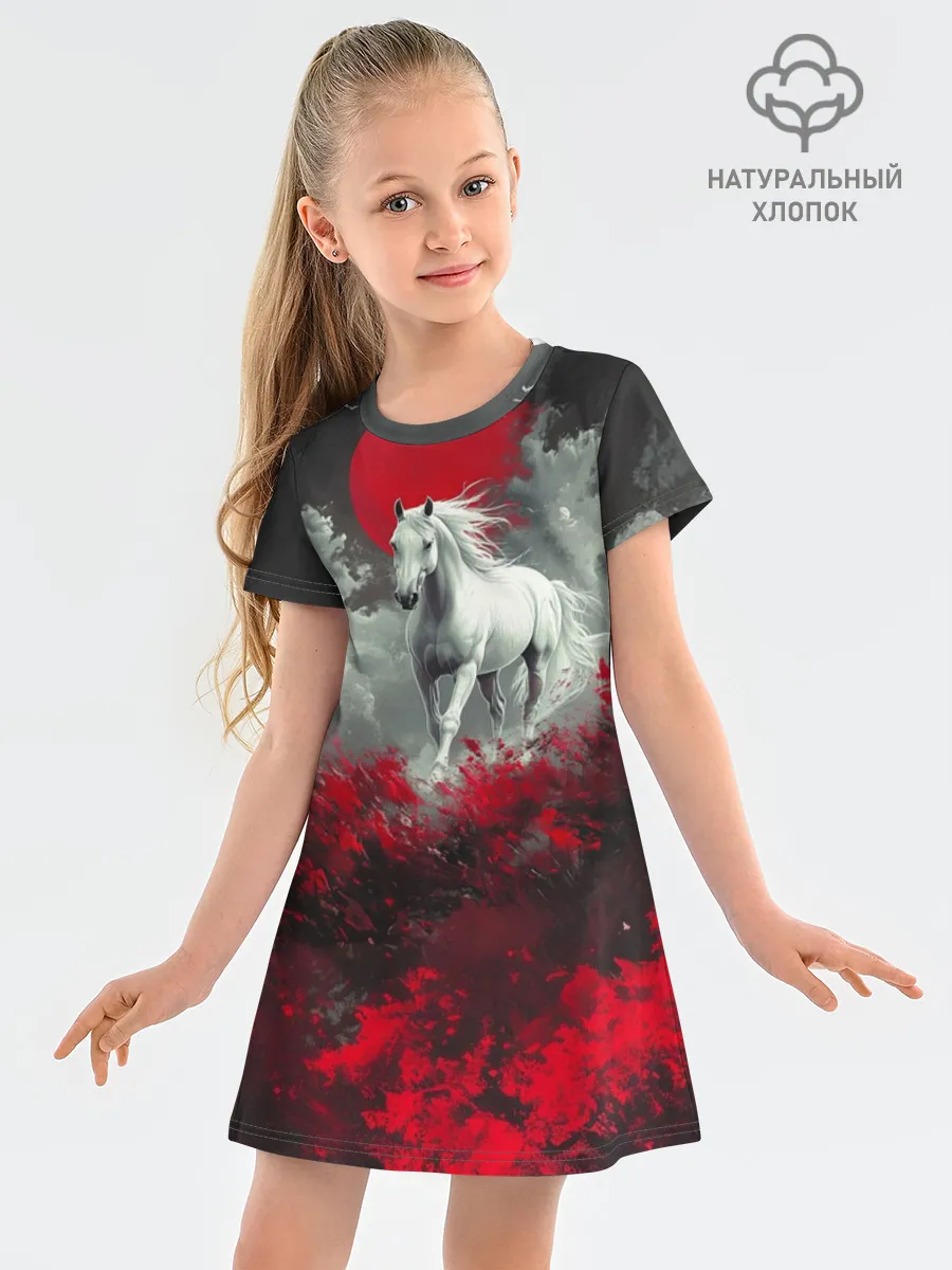 Детское платье хлопок / Лошадь и угли