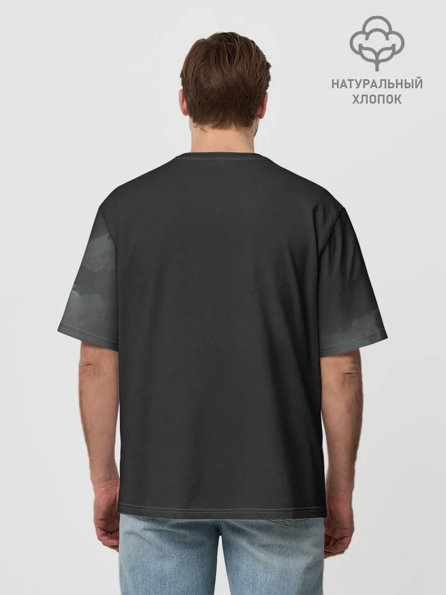 Мужская футболка оверсайз хлопок / Лошадь и угли