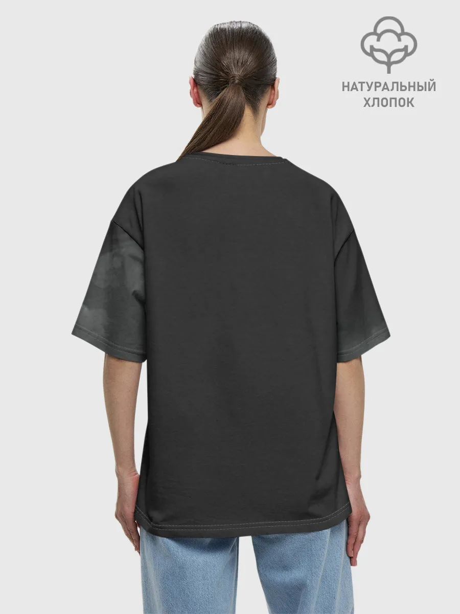 Женская футболка оверсайз хлопок / Лошадь и угли