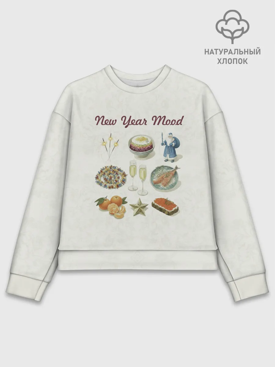 Женский свитшот базовый хлопок / Новогодний советский коллаж