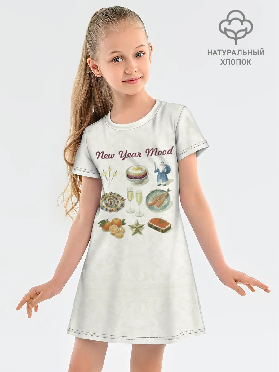 Детское платье хлопок / Новогодний советский коллаж
