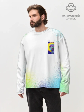 Мужской лонгслив оверсайз хлопок / 887_Spray