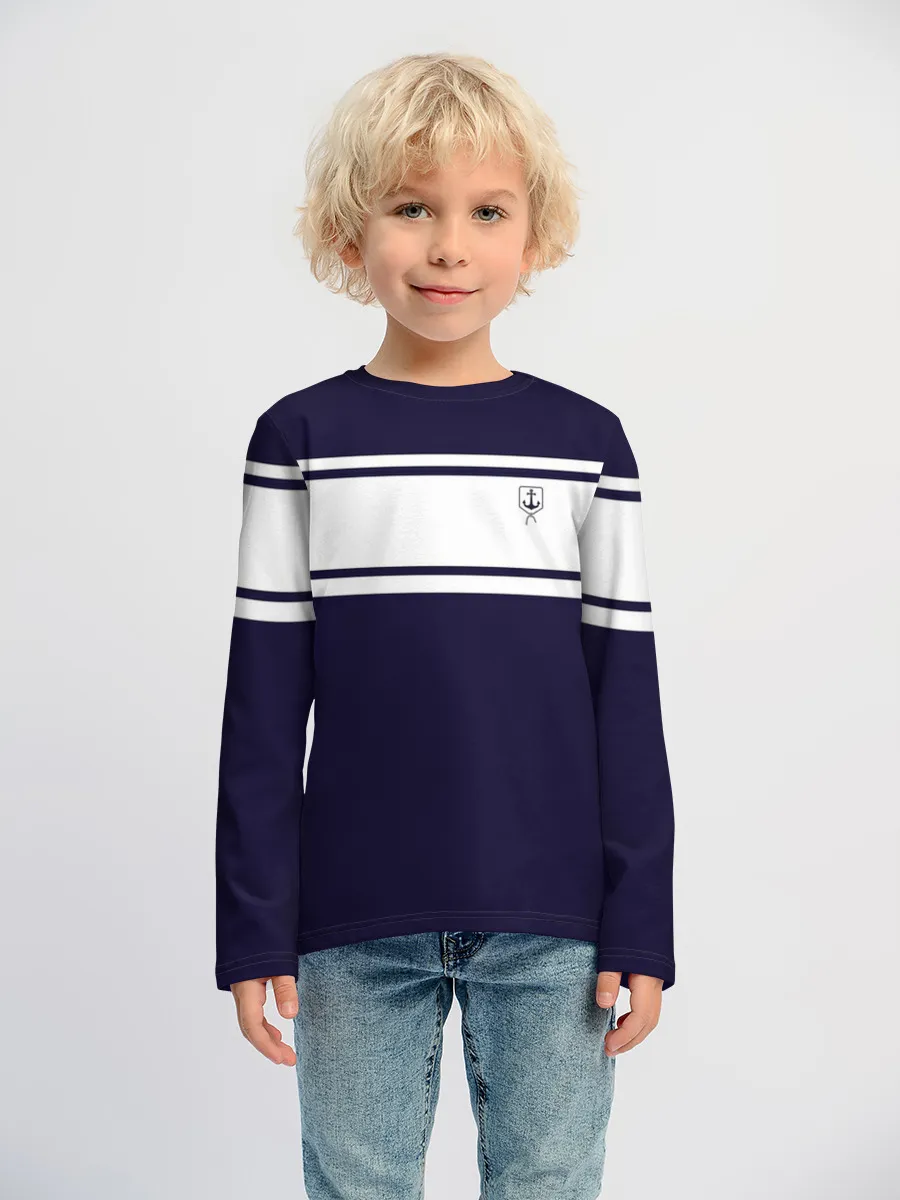 Детский лонгслив хлопок / BlueWhite