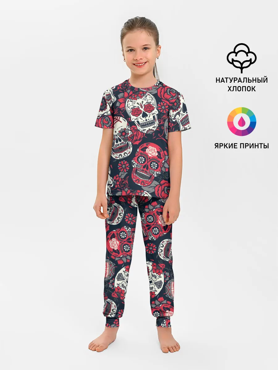 Детская пижама с брюками / Мексиканские черепа
