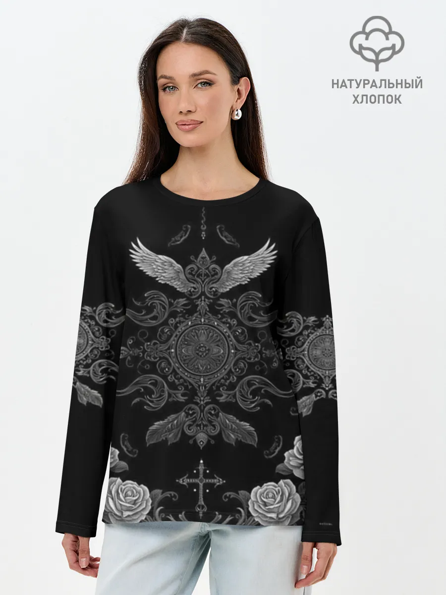 Лонгслив женский. Хлопок / GothicBlack