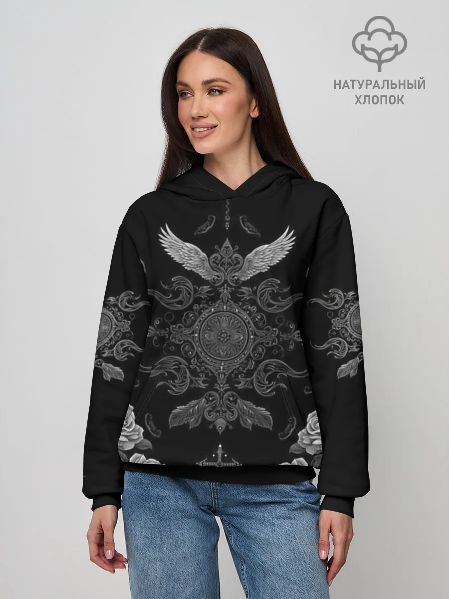Худи женский база хлопок / GothicBlack