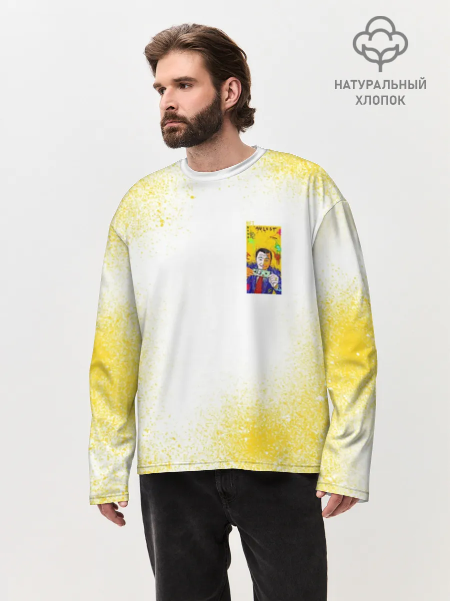 Мужской лонгслив оверсайз хлопок / Леонардо Ди Каприо