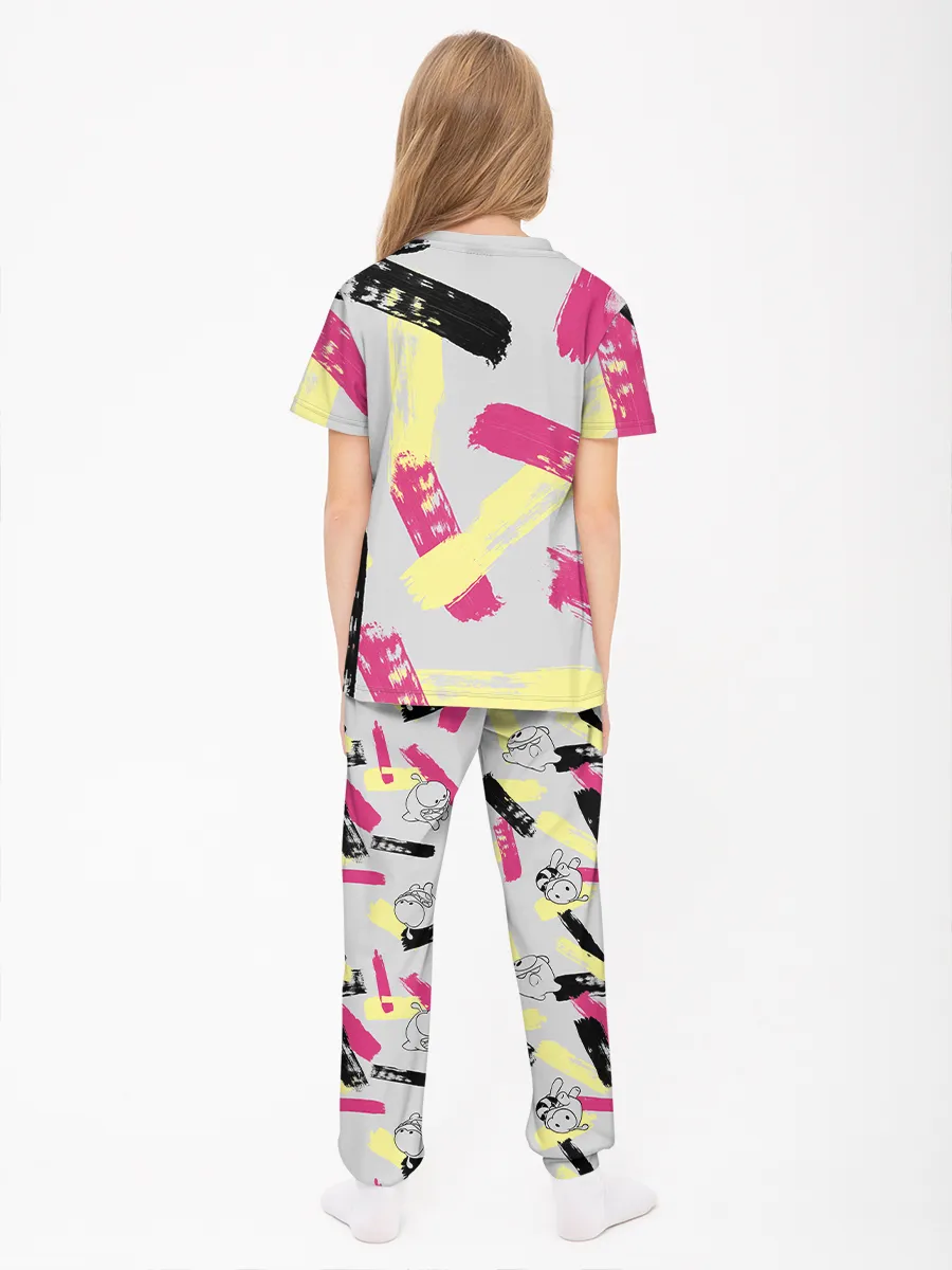 Детская пижама с брюками хлопок / Ам Ням DyePink