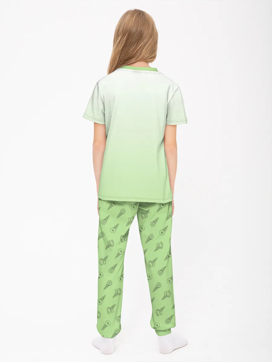 Детская пижама с брюками хлопок / Ам Ням CreamGreen