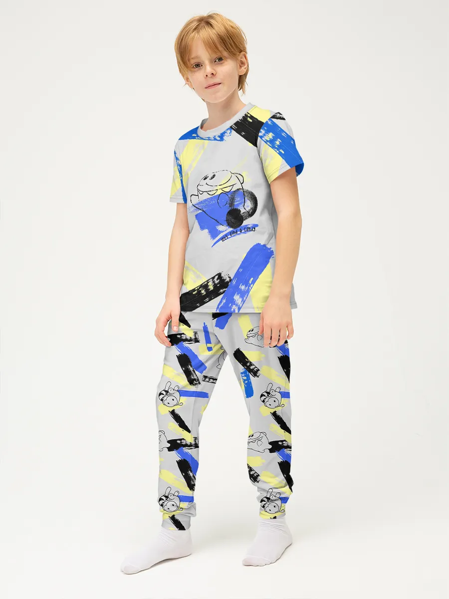 Детская пижама с брюками хлопок / Ам Ням DyeBlue