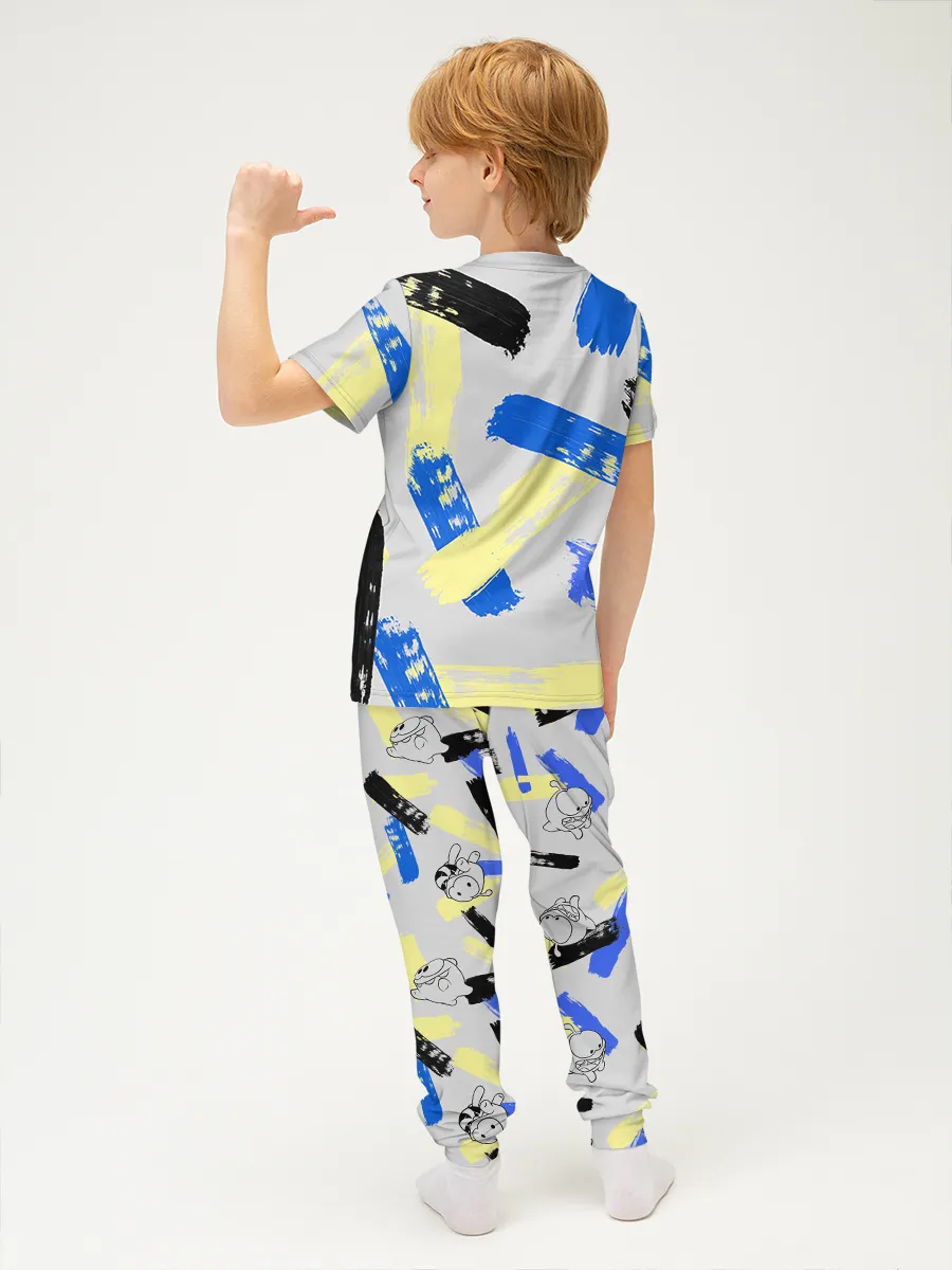 Детская пижама с брюками хлопок / Ам Ням DyeBlue