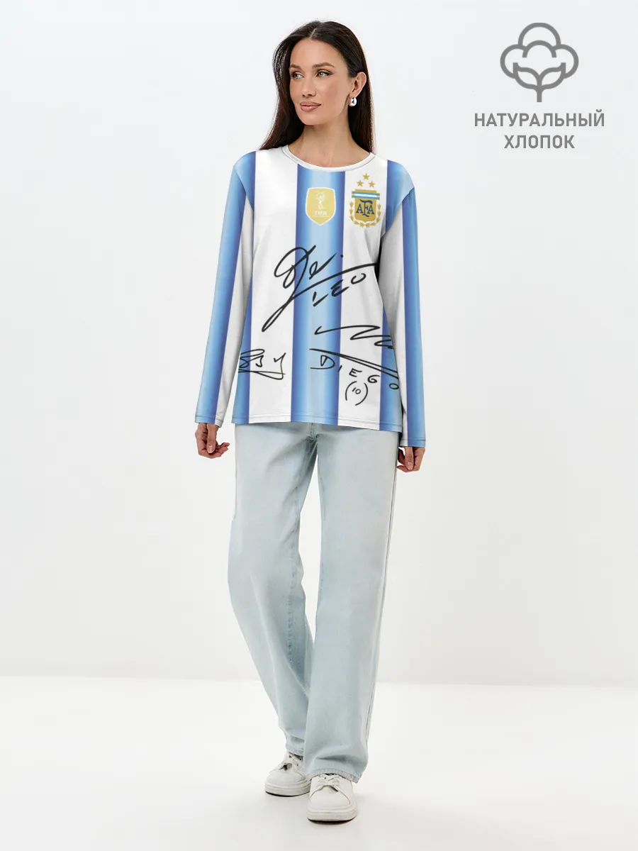 Лонгслив женский. Хлопок / Аргентина автографы футболистов