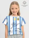 Футболка для девочки укороченная оверсайз хлопок / Аргентина автографы футболистов