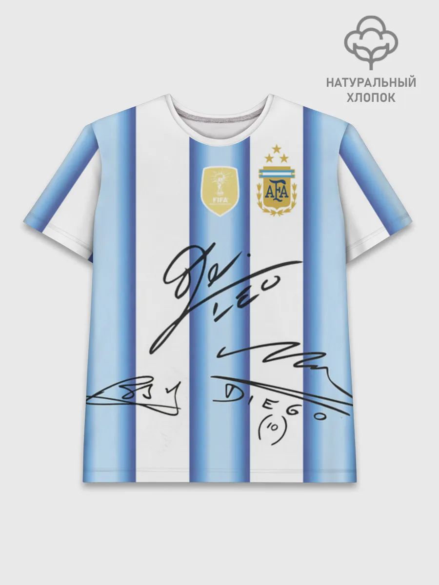 Мужская базовая футболка хлопок / Аргентина автографы футболистов