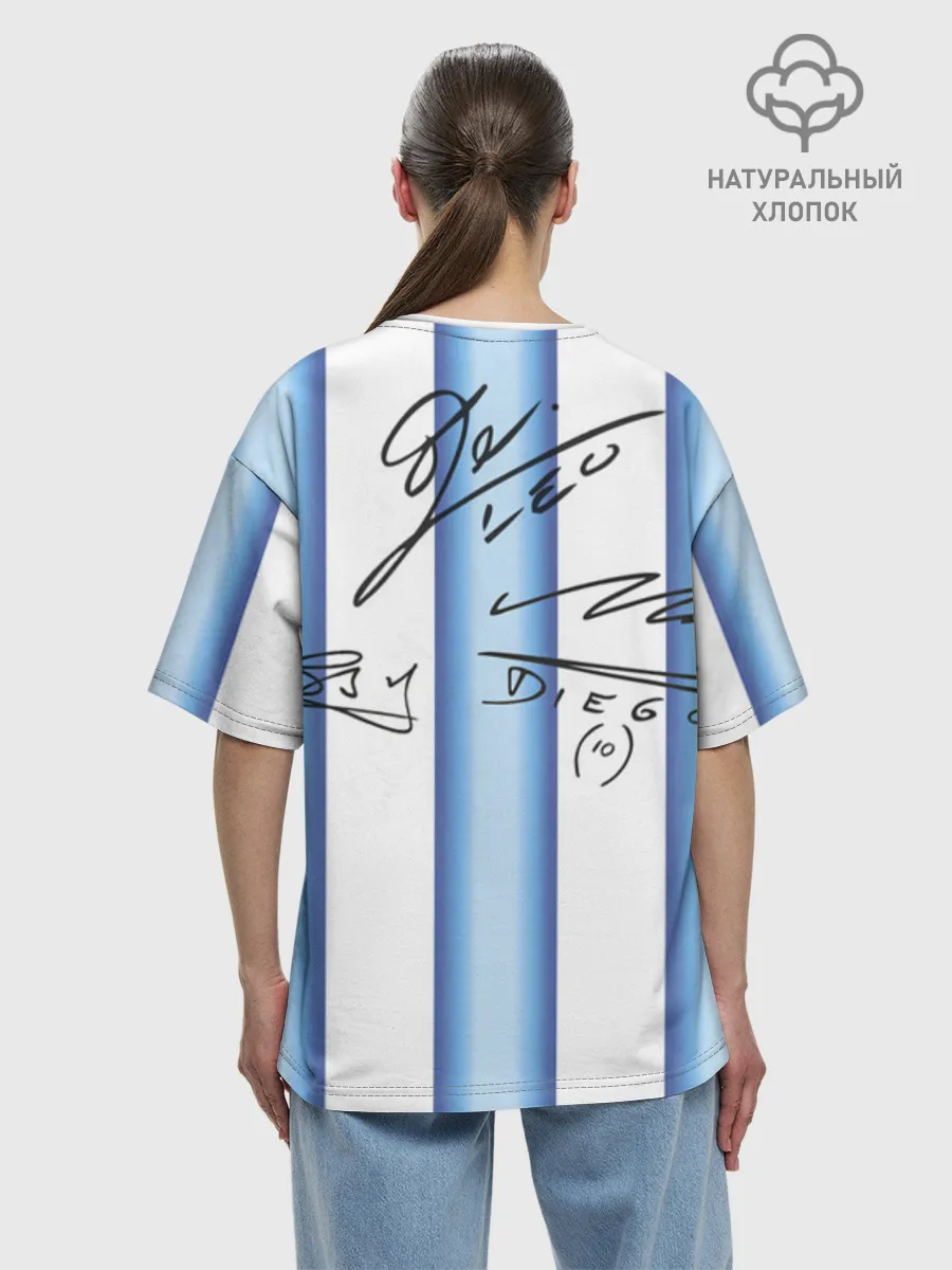 Женская футболка оверсайз хлопок / Аргентина автографы футболистов
