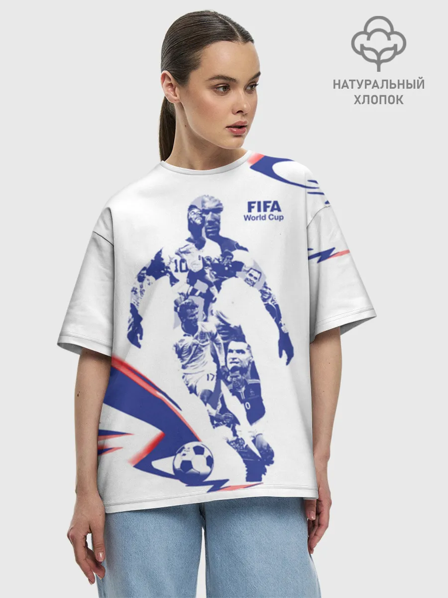 Женская футболка оверсайз хлопок / Fifa World